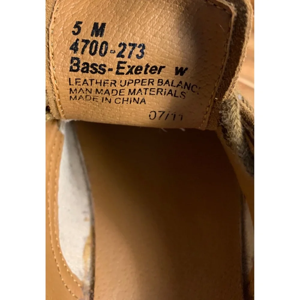 Bass Exeter Suede Oxfords Tan Leather Shoes 5M Vintage Retro Preppy Kids